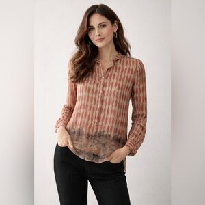 Forte_Forte Resort Cotton‑Silk Sheer Striped Blouse, Size 0 (XS/S)